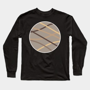 Brown Tone Linear Fusion Long Sleeve T-Shirt